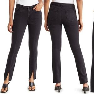 NWT L’AGENCE Jyothi High Rise Black Denim Split Ankle Jeans - 24